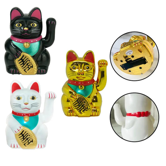 5-Inch Electric Waving Arm Lucky Cat – Fortune Decoration for Cashier Desk & New Store Opening